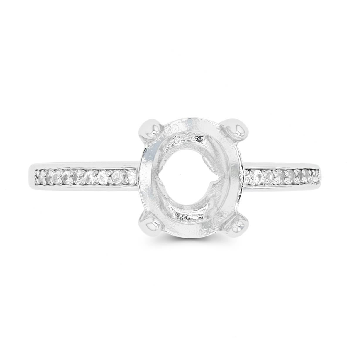 Sterling Silver Rhodium 1mm Rd Cr White Sapphire Channel Set Semi Mount Eng Ring