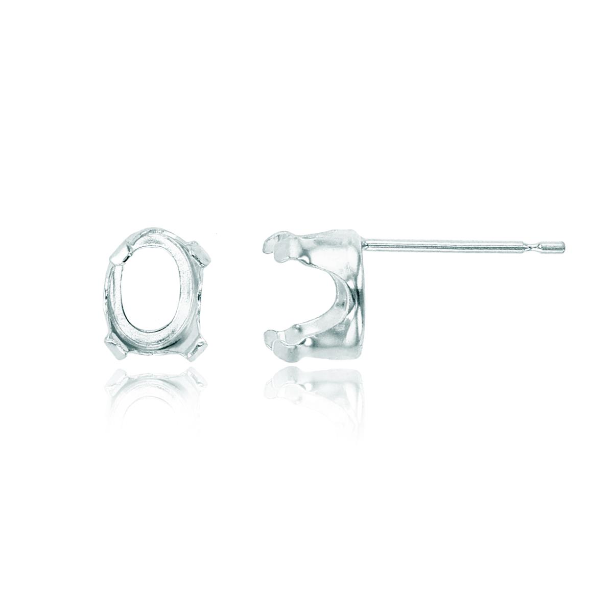 14K White Gold 6x4mm Oval 4-Prong Stud Finding (PR)