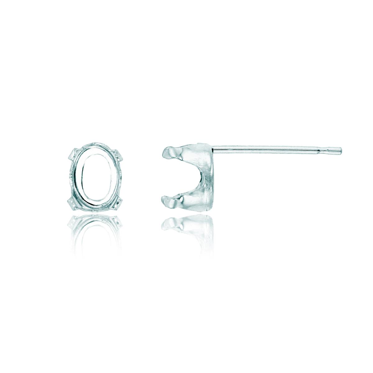 14K White Gold 7x5mm Oval 4-Prong Stud Finding (PR)