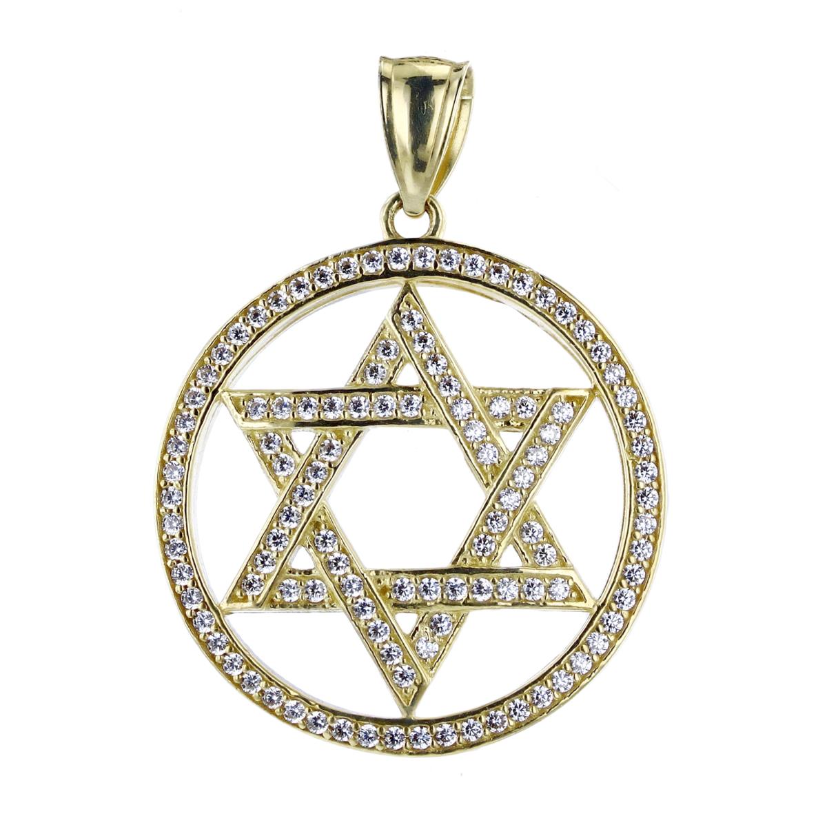 14K Yellow Gold 34x25mm Micropave Star Of David Pendant