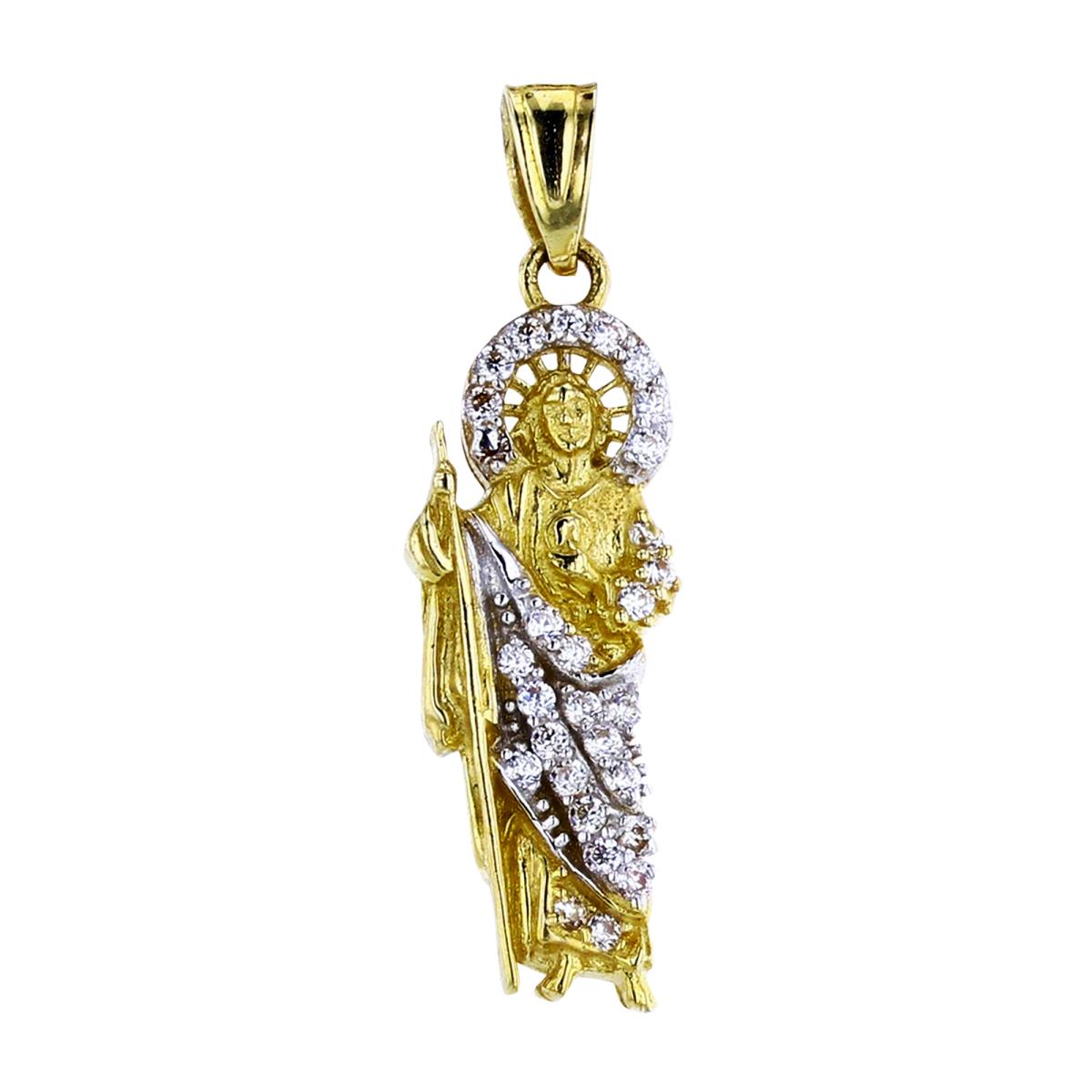 14K Two-Tone Gold 27x8mm St. Jude Pendant