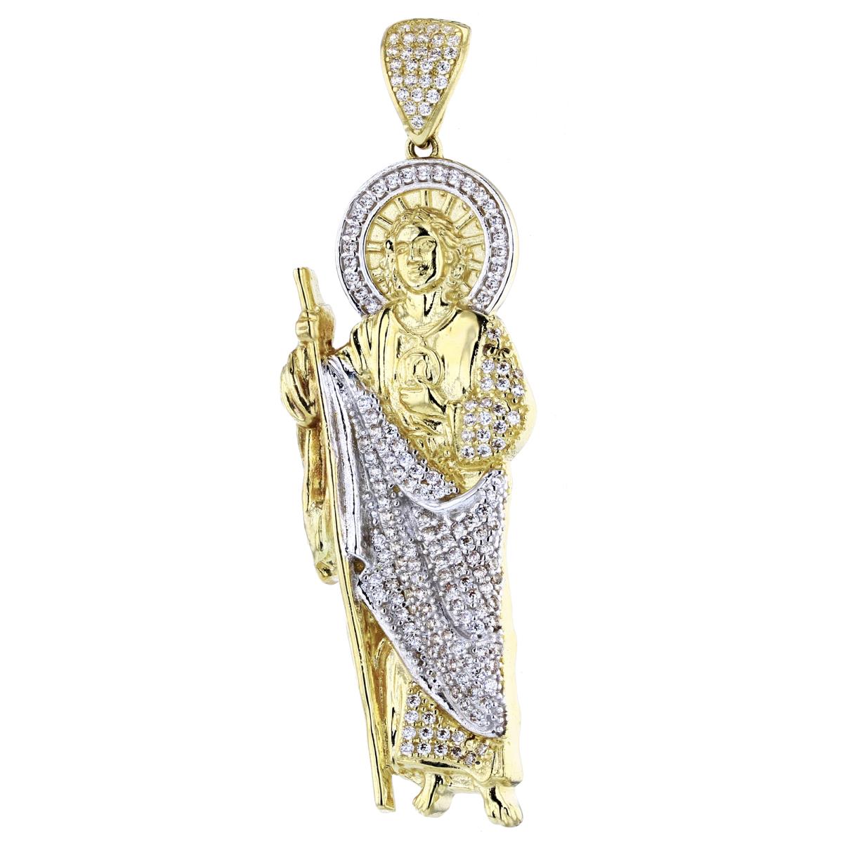 14K Two-Tone Gold 39x12mm St. Jude Pendant