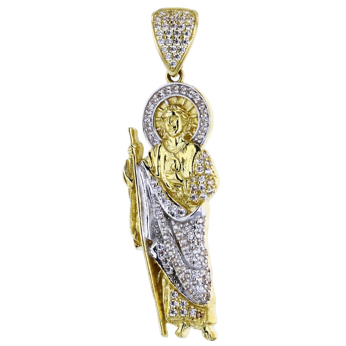 14K Two-Tone Gold 49x15mm St. Jude Pendant