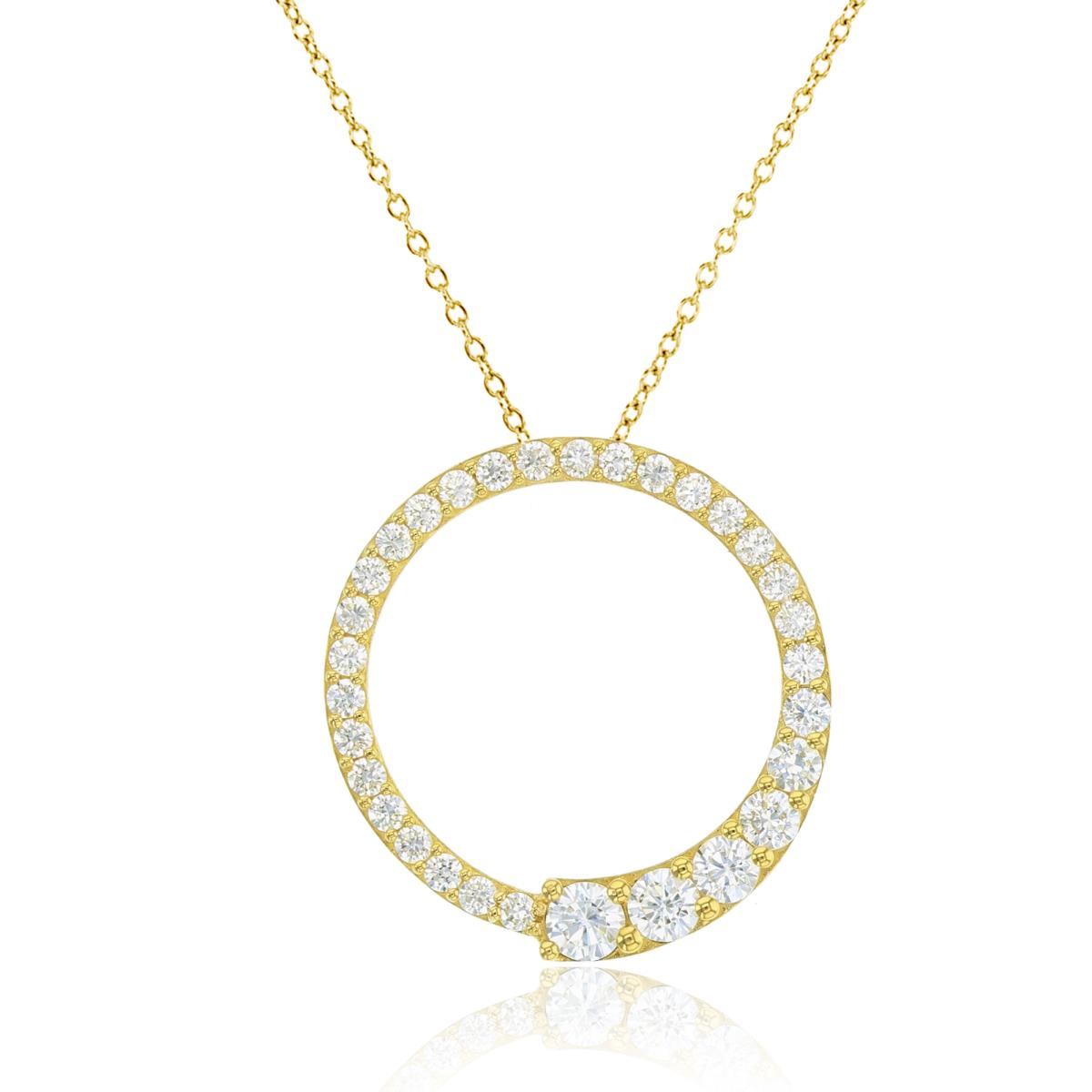 14K Yellow Gold Rnd CZ Graduated Open Circle 18"Necklace
