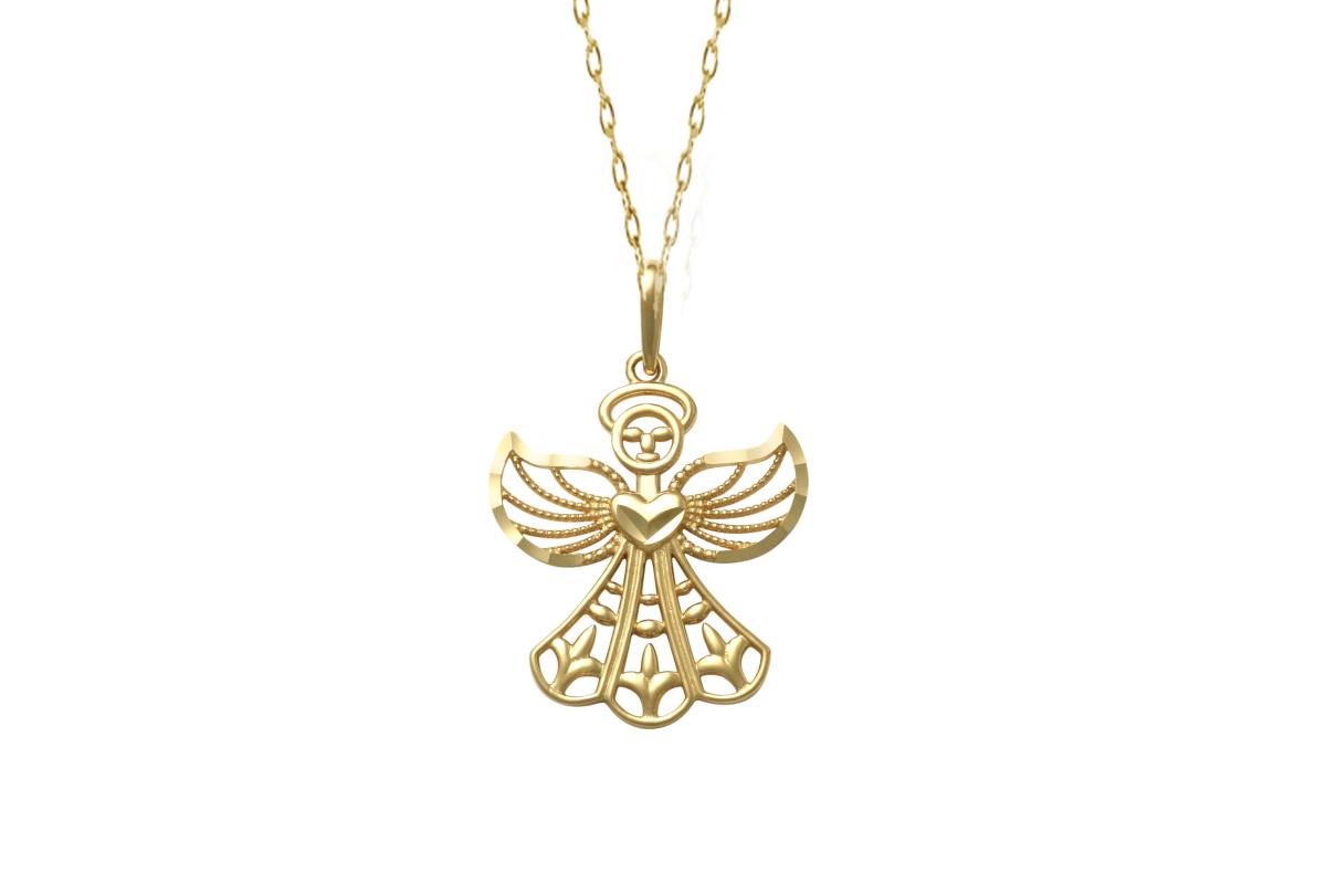 14K Yellow Gold DC Angel 18"Necklace