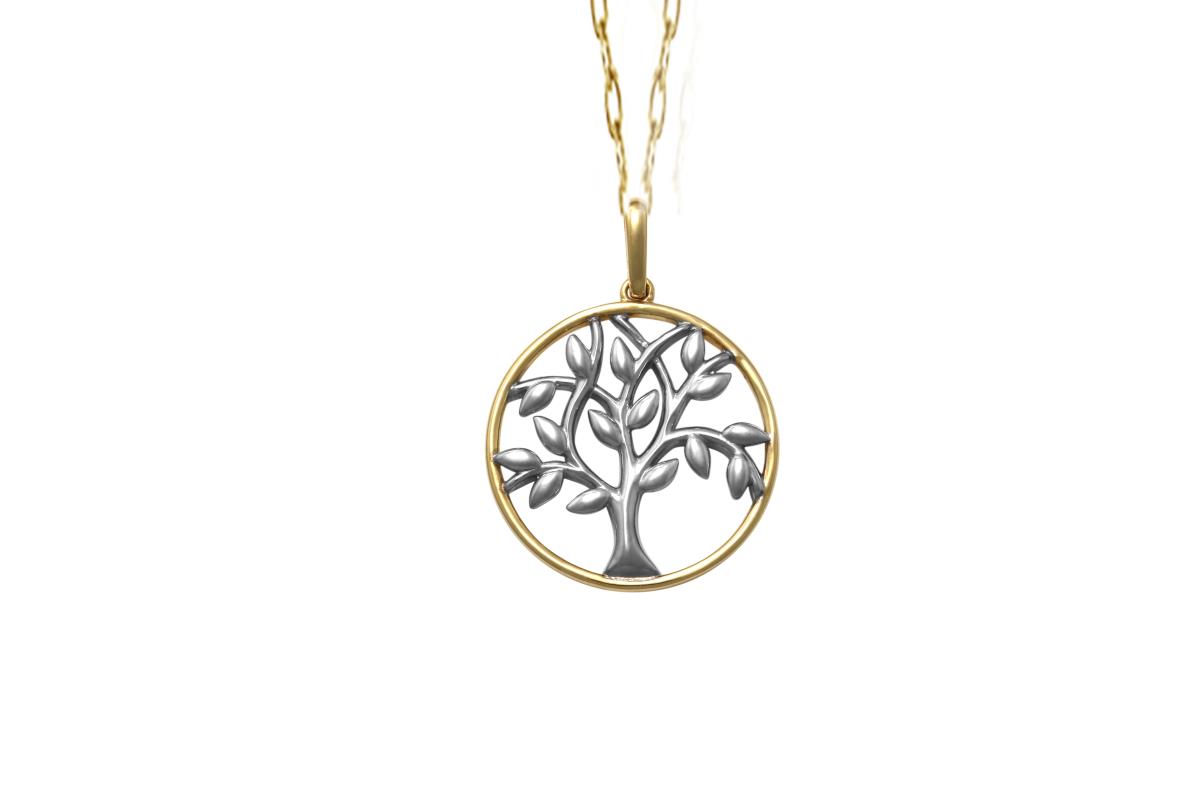 14K Two-Tone Gold "Tree of Life" 18"Necklace