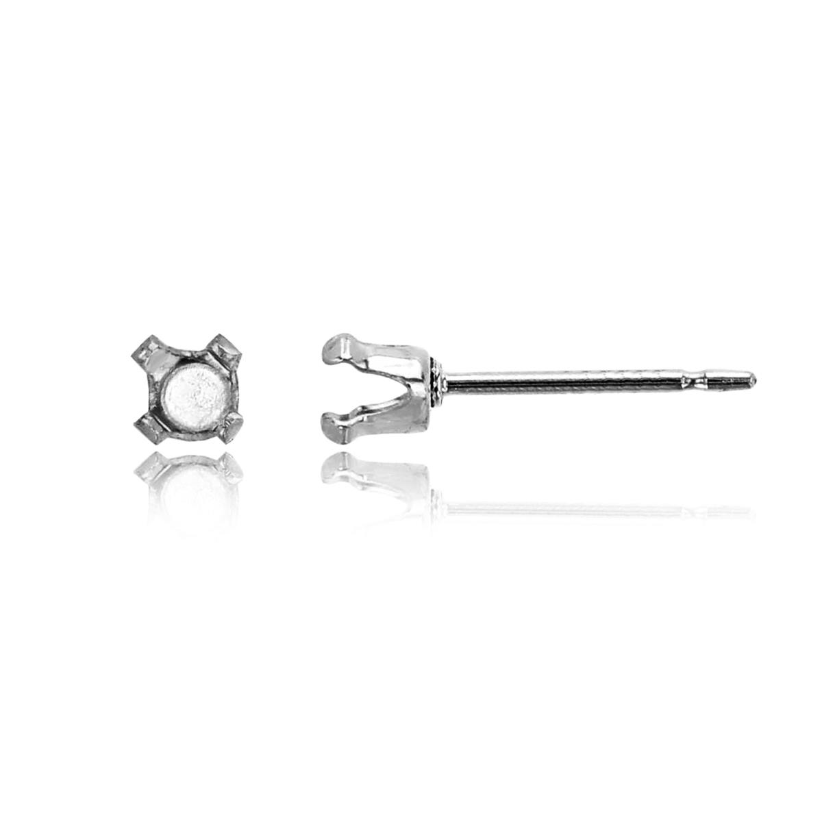 Sterling Silver Rhodium 3mm Round Prong Snap Stud Finding (PR)