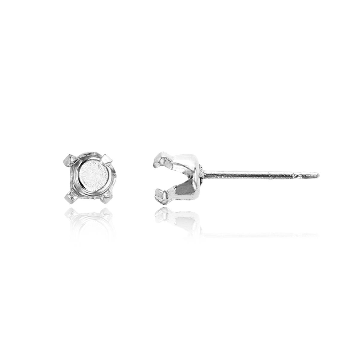Sterling Silver Rhodium 4mm Round Prong Snap Stud Finding (PR)