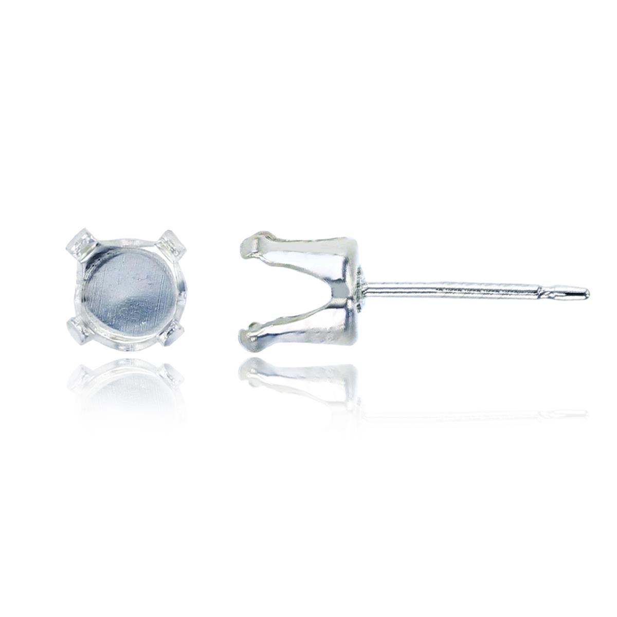 Sterling Silver Rhodium 5mm Round Prong Snap Stud Finding (PR)