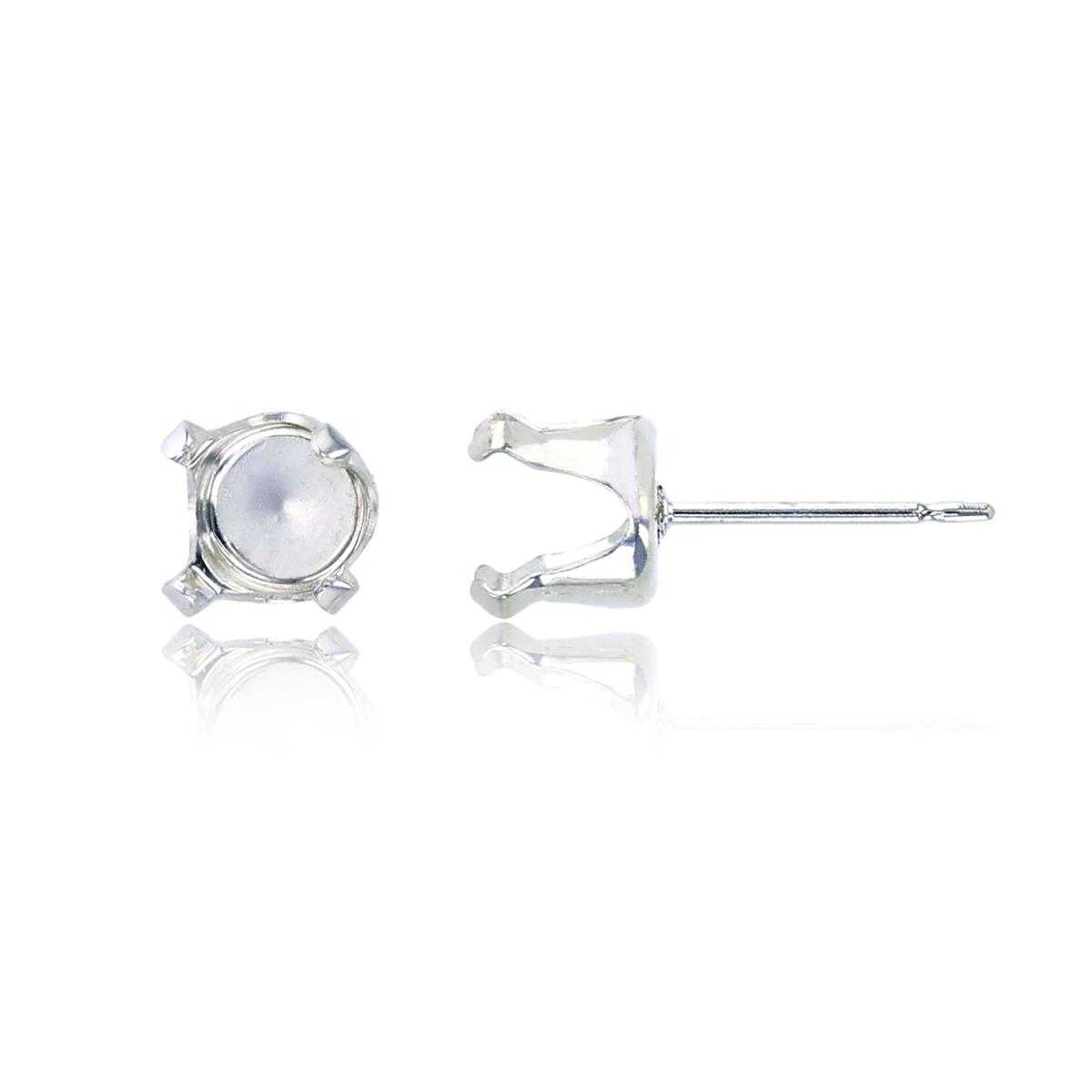 Sterling Silver Rhodium 6mm Round Prong Snap Stud Finding (PR)