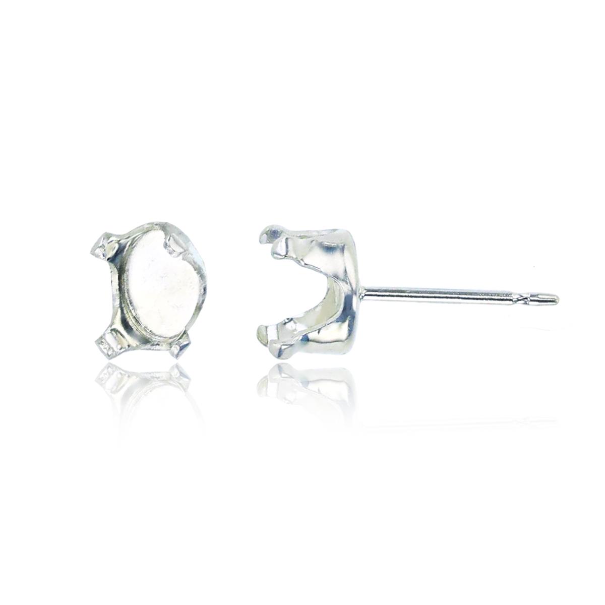 Sterling Silver Rhodium 6x4mm Oval Prong Snap Stud Finding (PR)