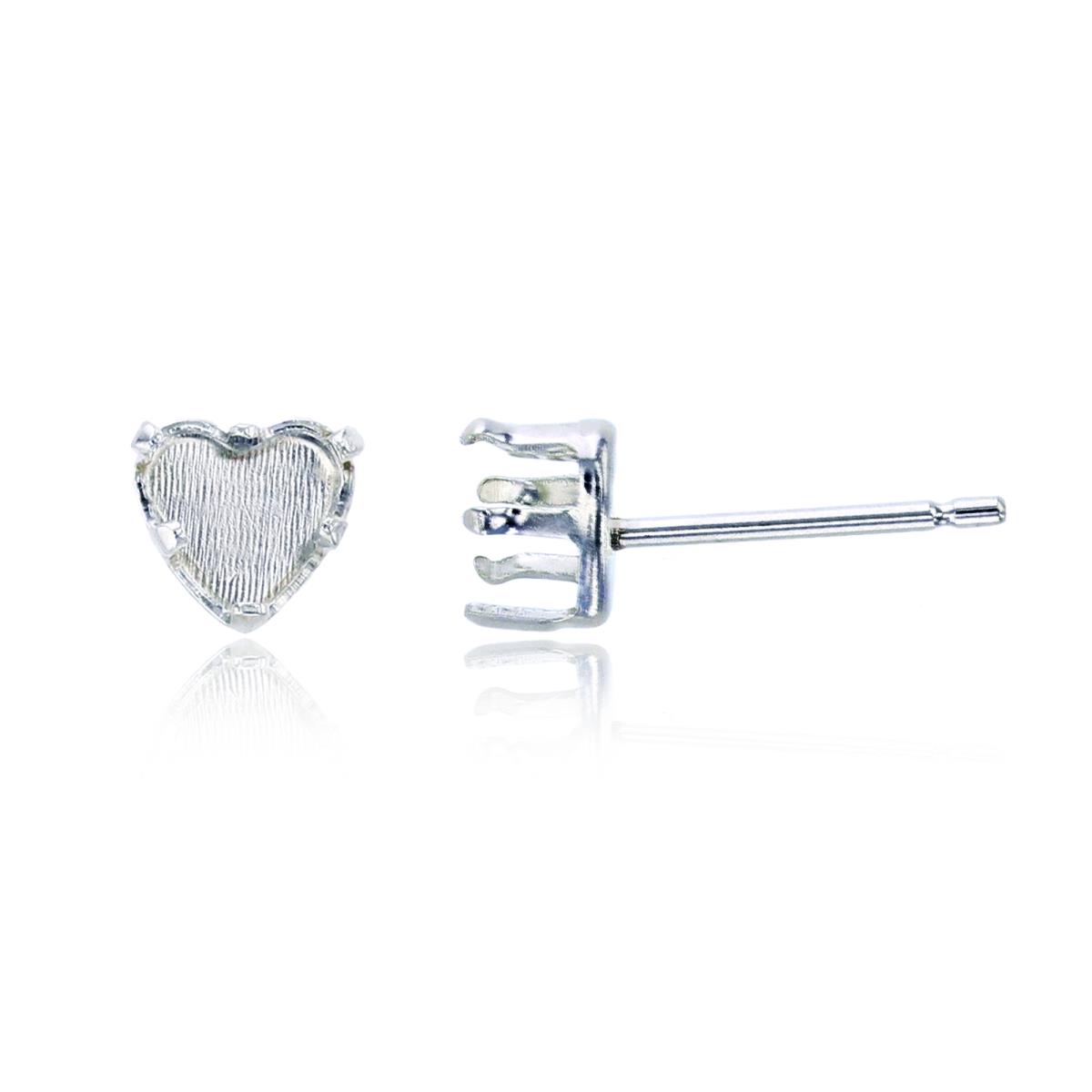 Sterling Silver Rhodium 5x5mm Heart Prong Snap Stud Finding (PR)