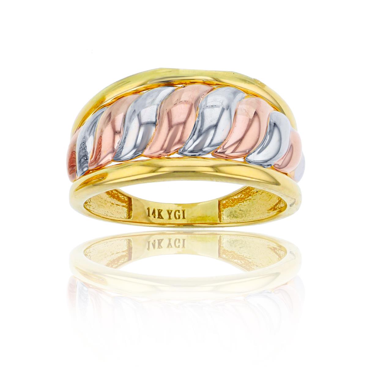 14K Tri-Color Gold High Polished Twist Graduated Band