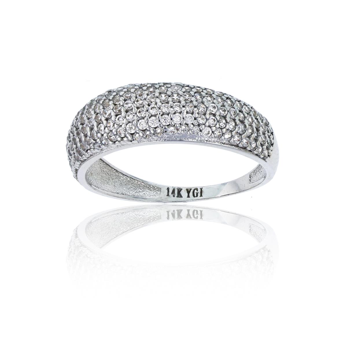 14K White Gold Micropave CZ 6mm Wide Band