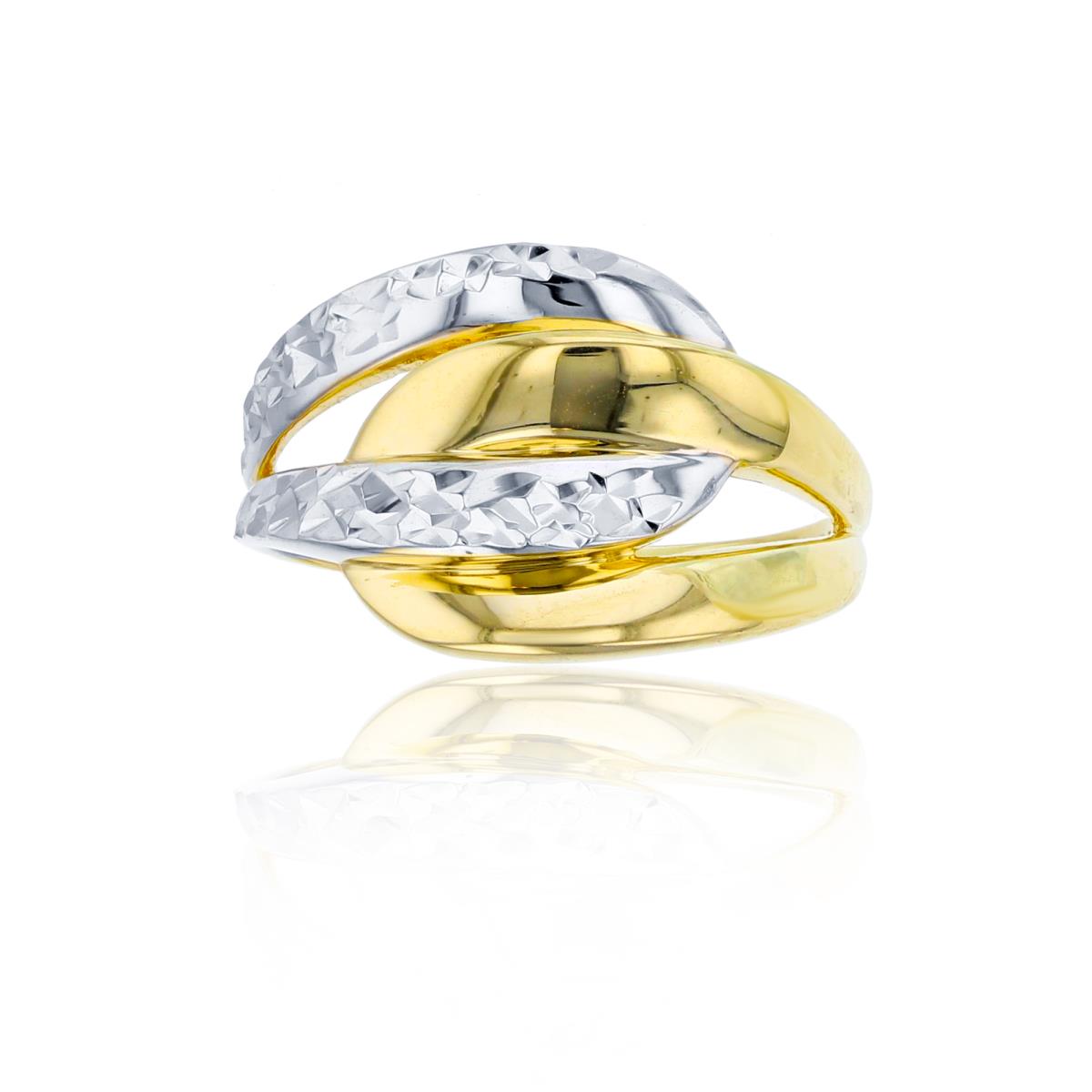 14K Two-Tone Gold Polished & DC Interlocking Fashion Ring