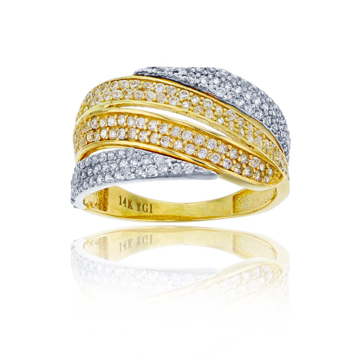14K Two-Tone Gold 4-Row Micropave CZ Fashion Ring