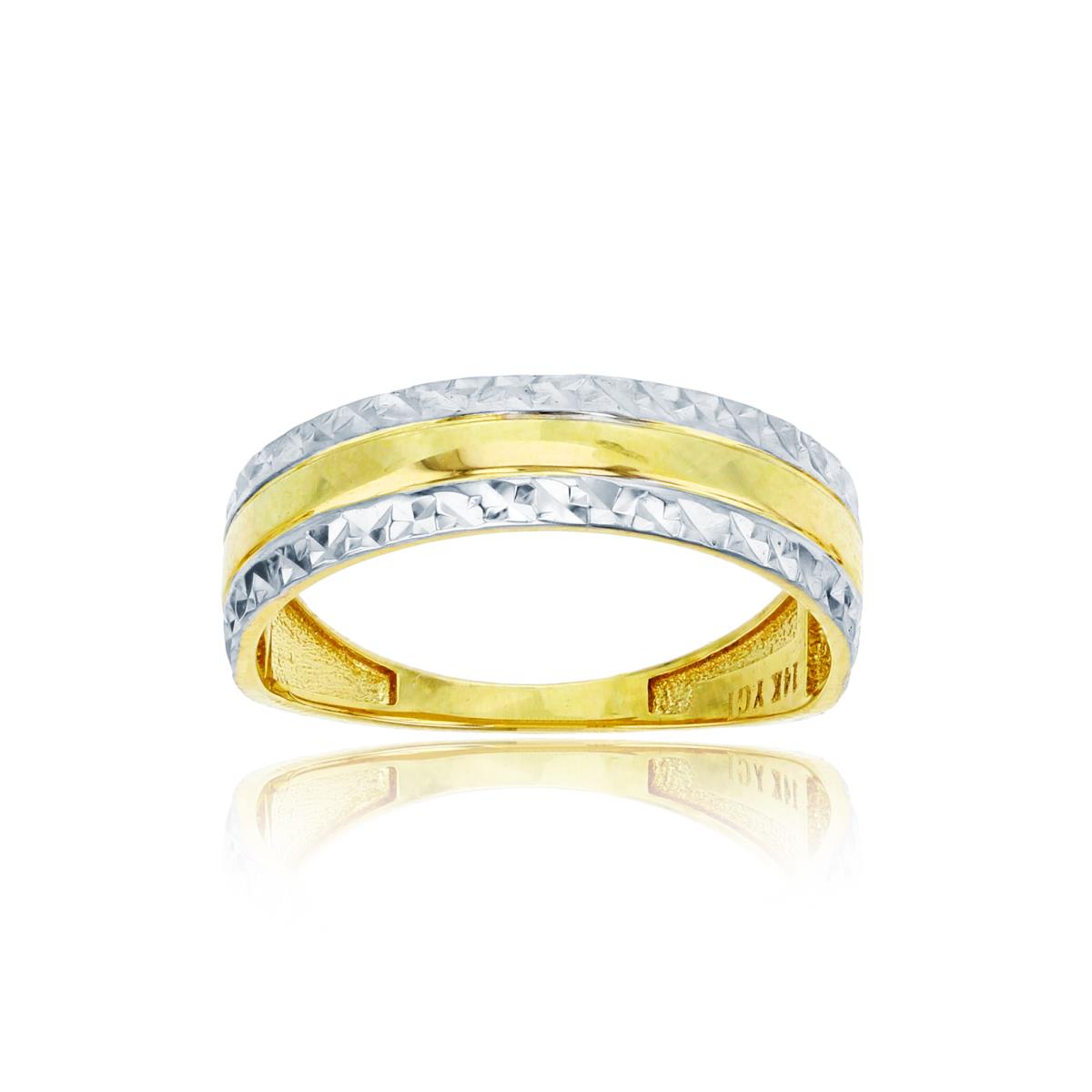 14K Two-Tone Gold 3-Row Polished & DC Middle Band