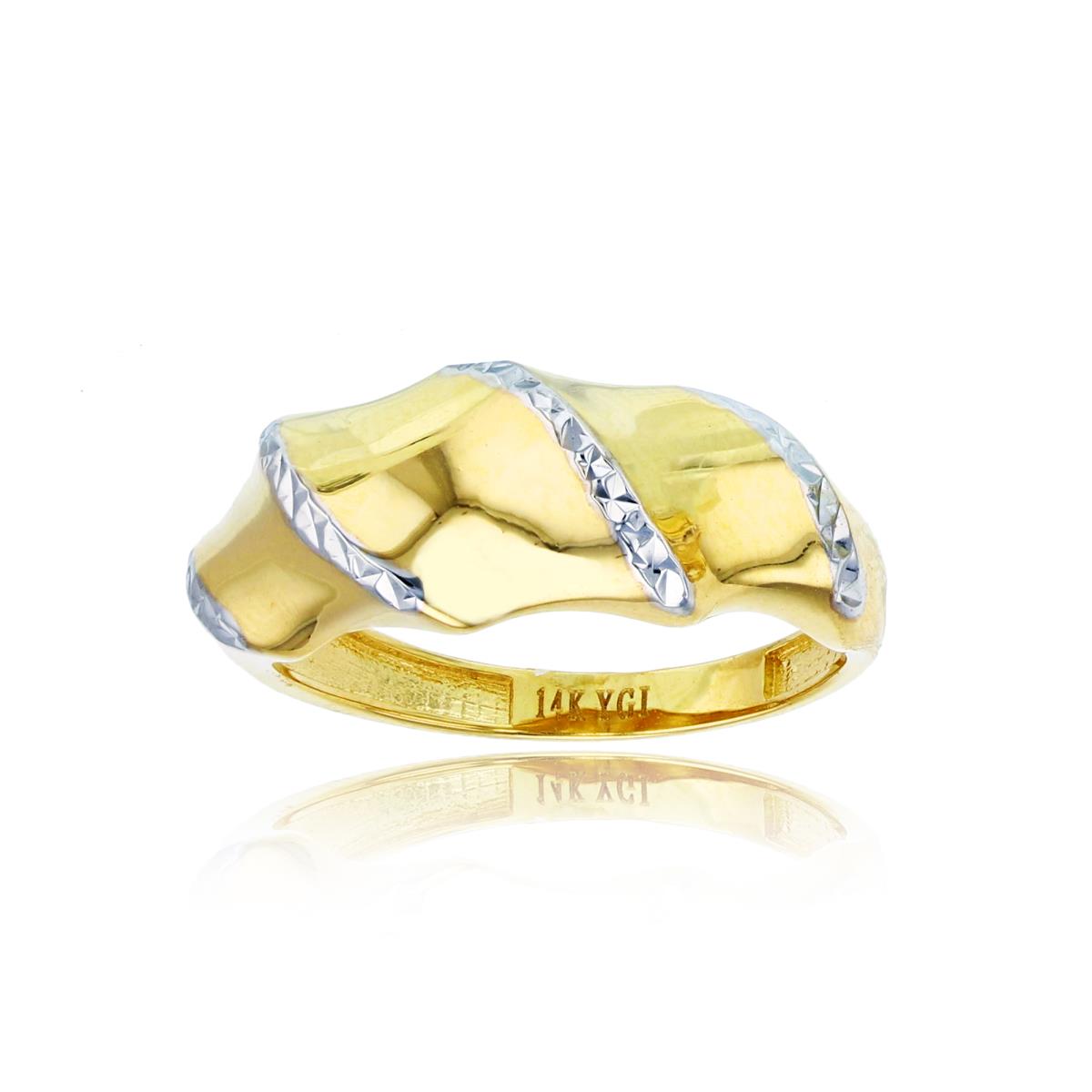 14K Two-Tone Gold High Polished & DC Twist Fashion Ring