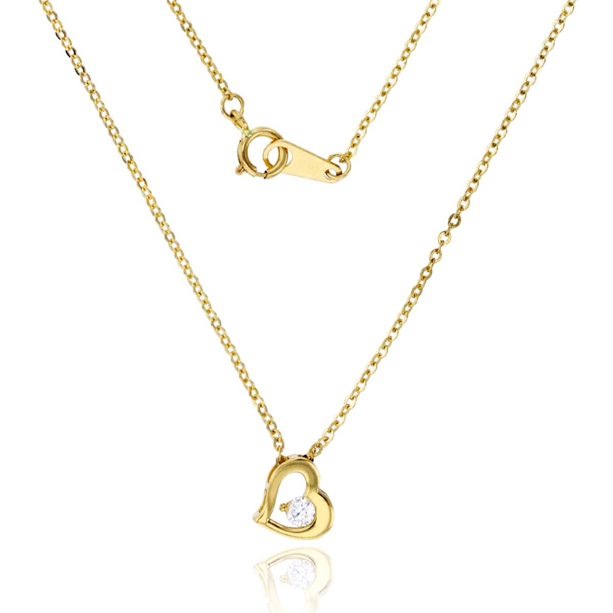 14K Yellow Gold Polished Heart/RndCZ Inside 16"/17"/18" Necklace
