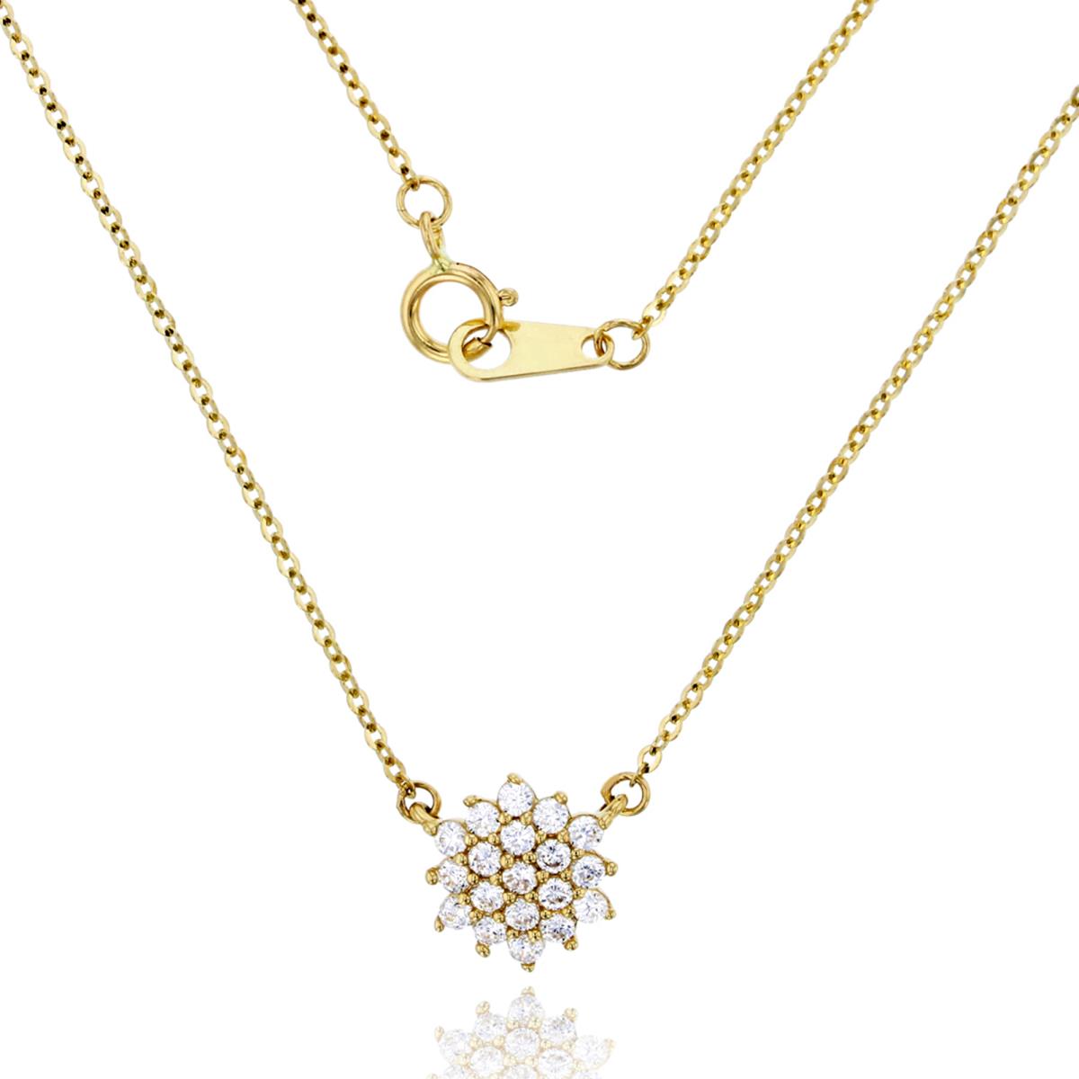14K Yellow Gold Micropave Sunburst 16