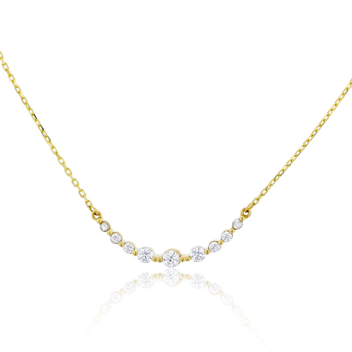 14K Yellow Gold Graduated CZ Curved 16"+2" Necklace