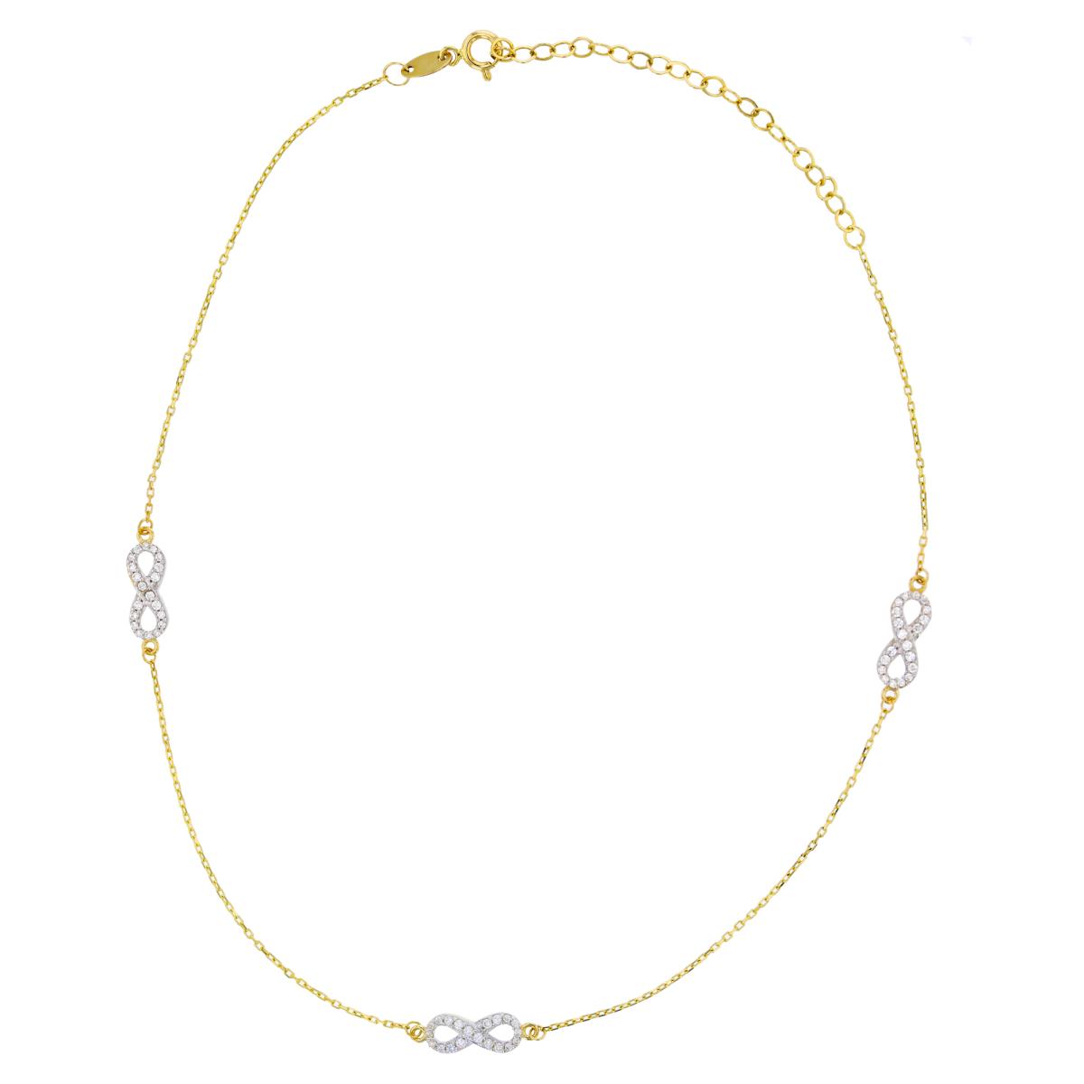 14K Two-Tone Gold Micropave Infinity 16"+2" Necklace