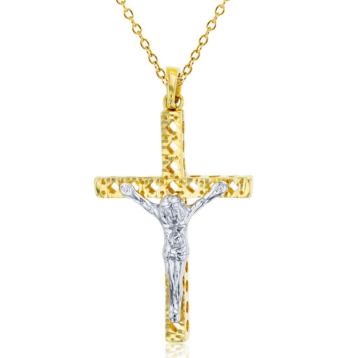 14K Two-Tone Gold Filigree Crucifix Cross 18" Necklace