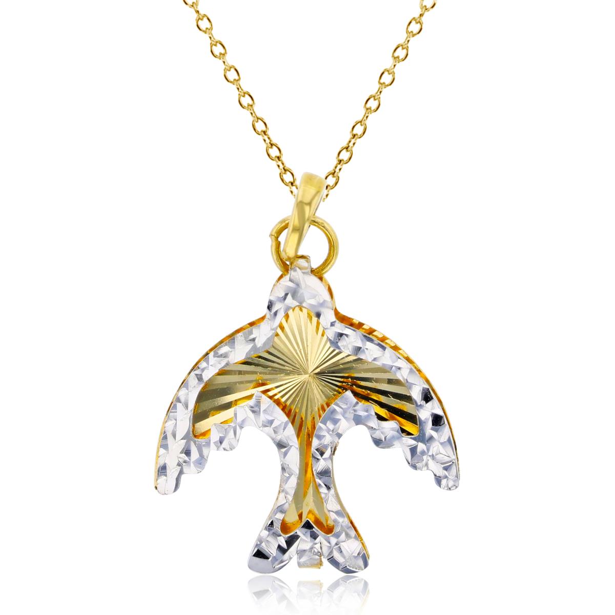 14K Two-Tone Gold Diamond Cut Bird 18" Necklace