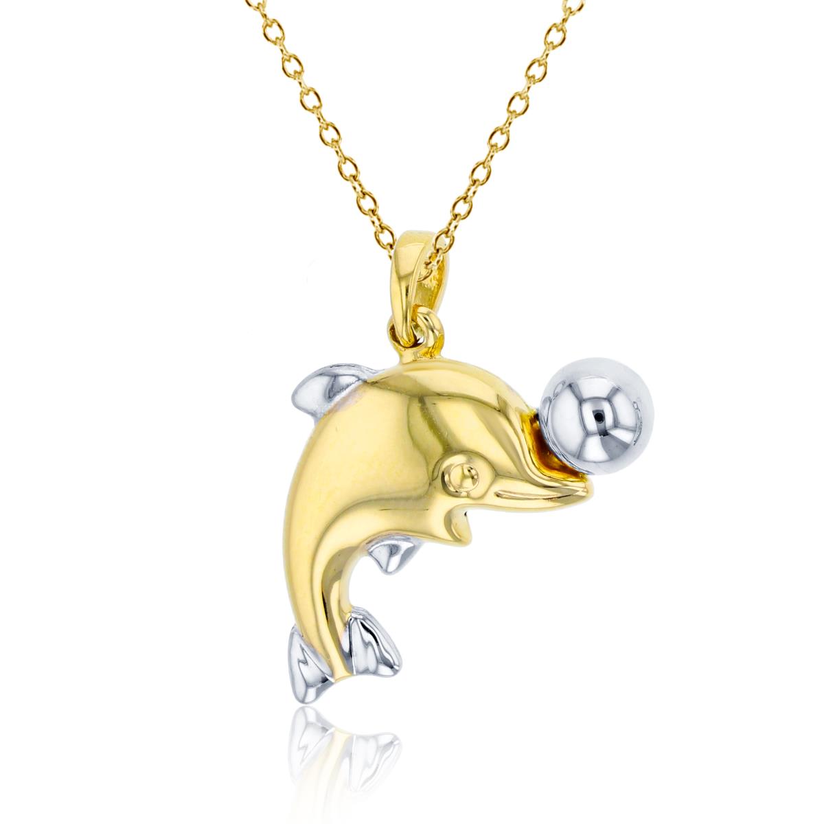 14K Two-Tone Gold High Polished Dolphin 18" Necklace