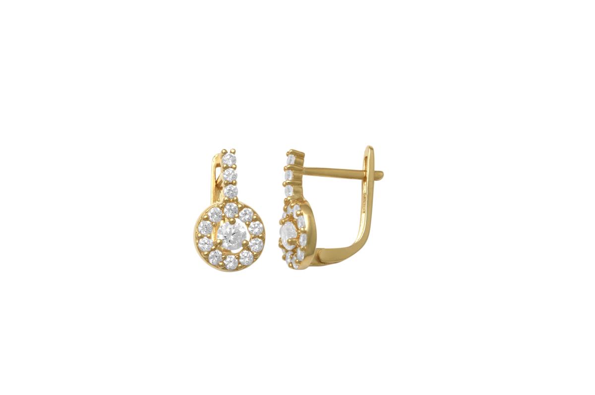14K Yellow Gold Yellow 3mm Rnd CZ Halo Circle Omega Back Huggie Earring
