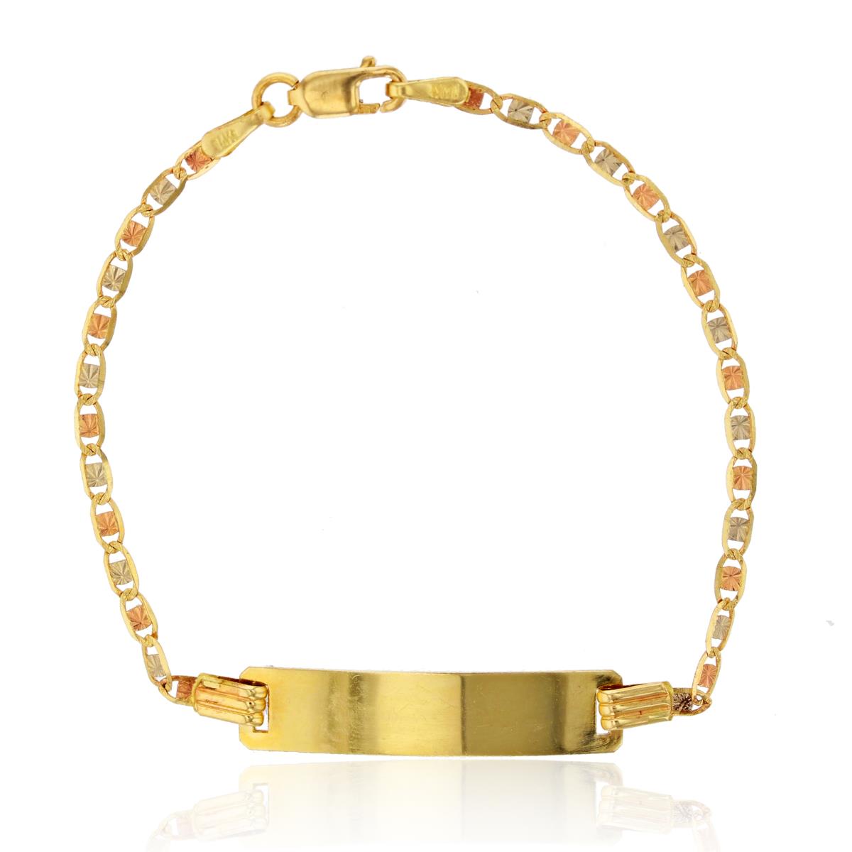 14K Tri-Color Gold 060 Valentino 6" ID Bracelet