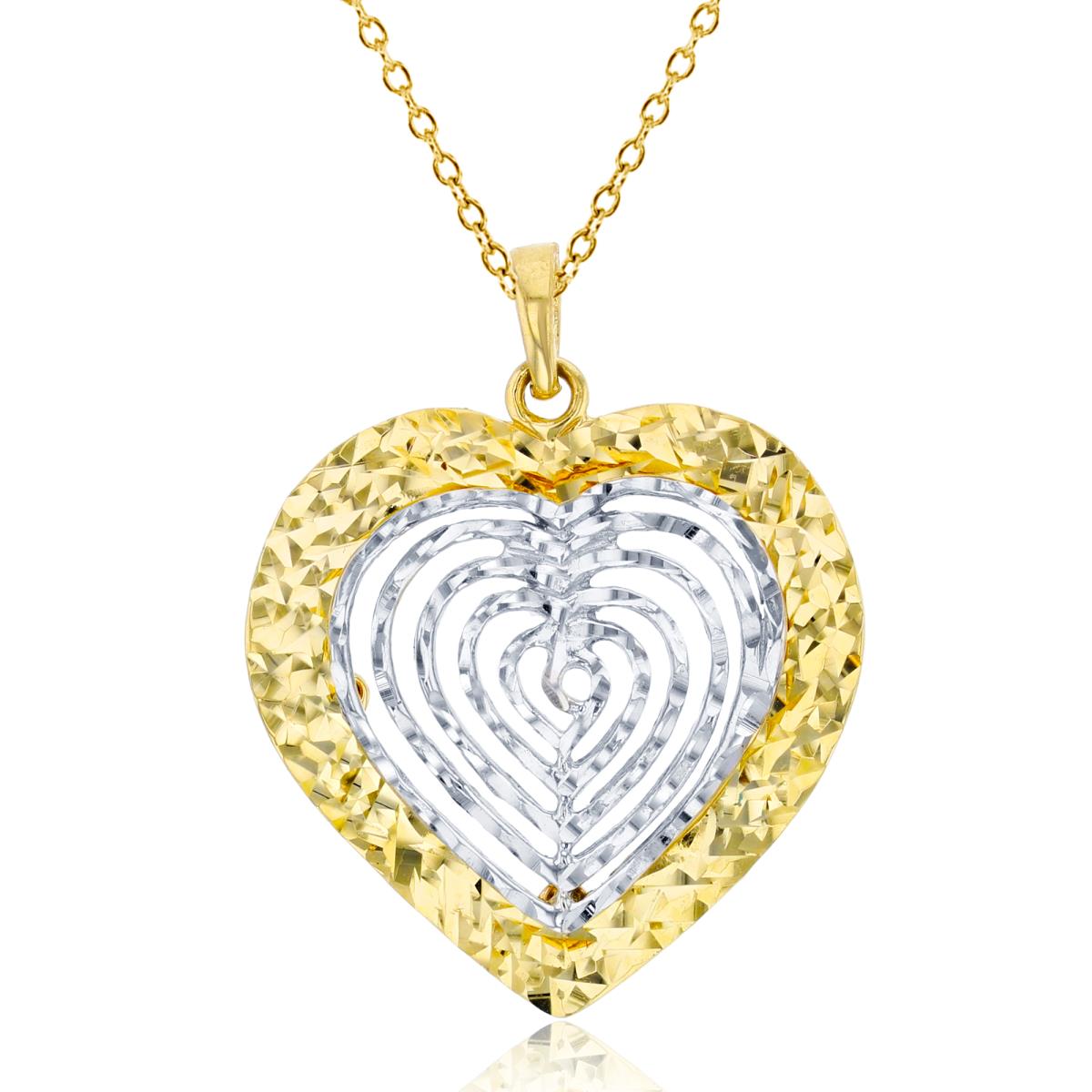14K Two-Tone Gold DC Heart Dangling 18" Necklace