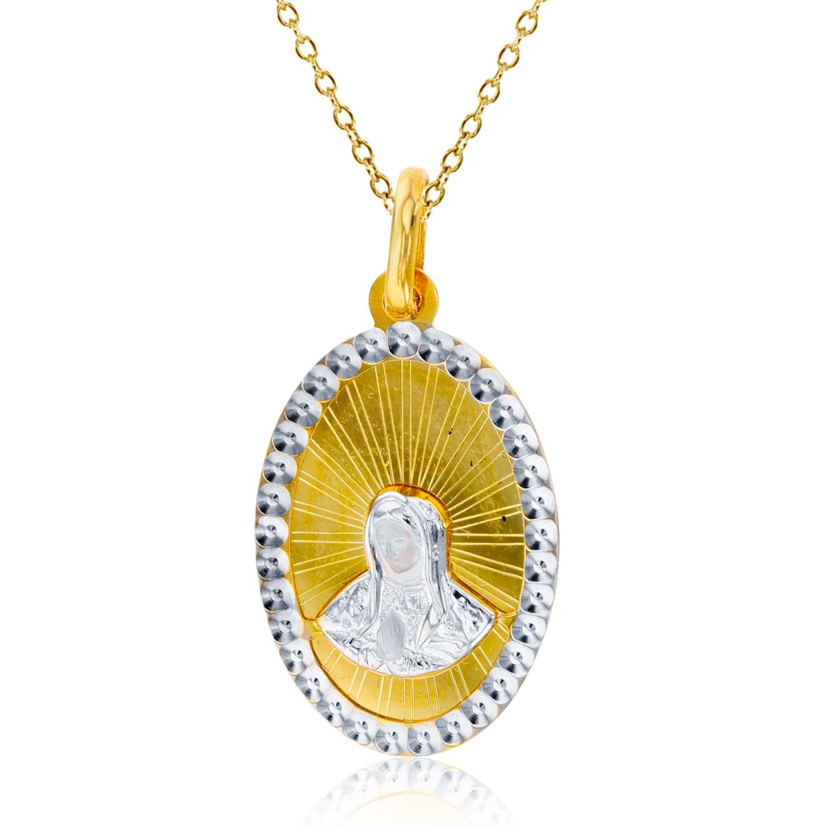 14K Two-Tone Gold 32x16mm DC Virgin Mary Oval 18" Necklace