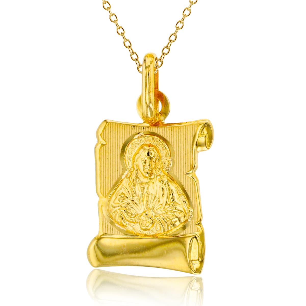 14K Yellow Gold 27x14mm Polished & Satin Jesus 18" Necklace