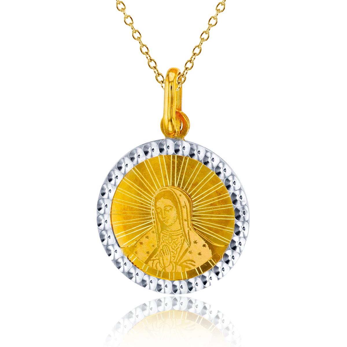 14K Two-Tone Gold Multi DC Virgin Mary Circle Medal 18" Necklace