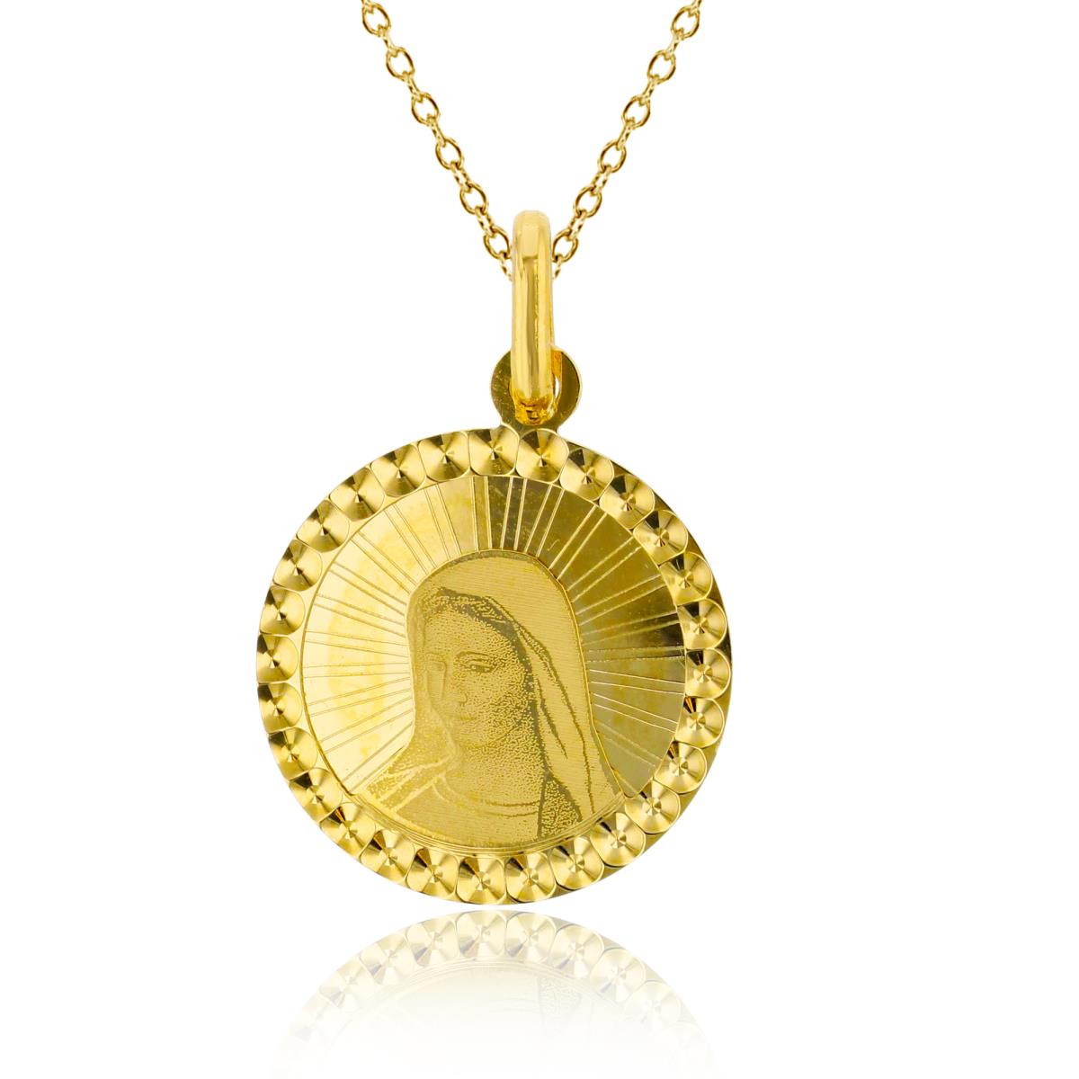 14K Yellow Gold 27x18mm Multi DC Virgin Mary Circle Medal 18" Necklace