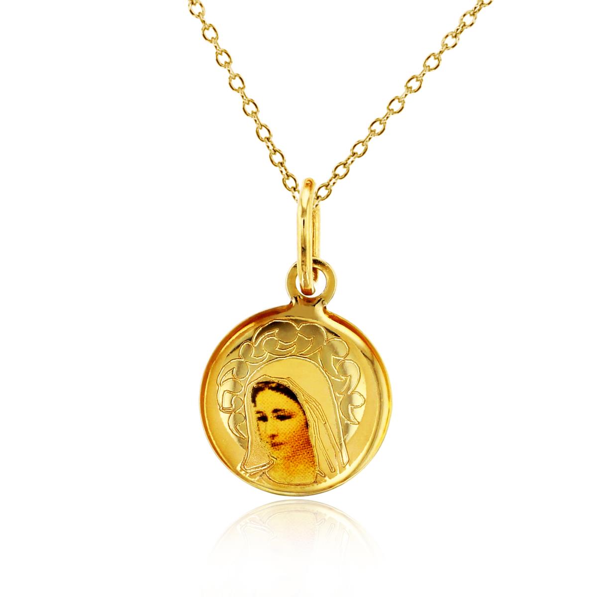 14K Yellow Gold Image Virgin Mary Icon 18" Necklace