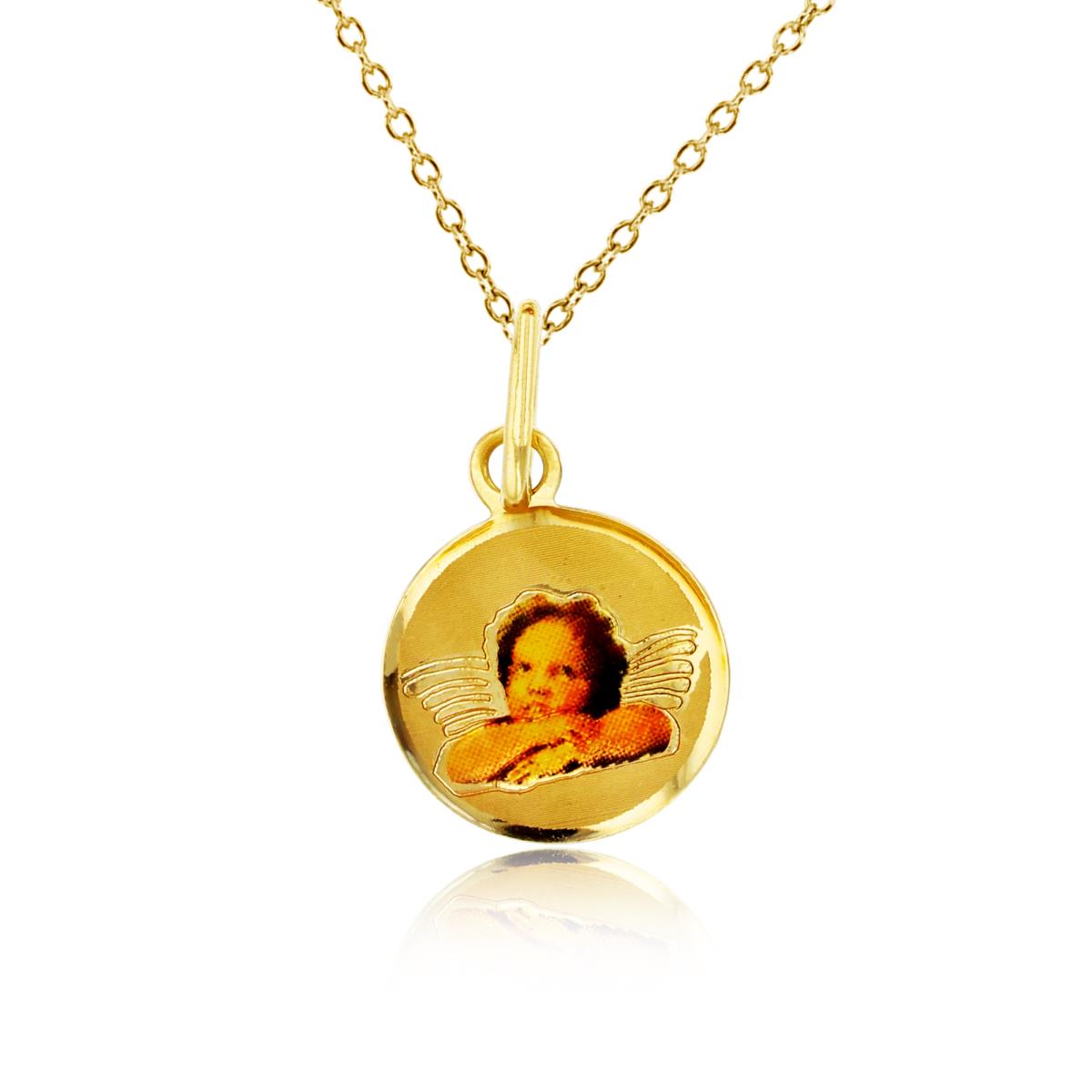 14K Yellow Gold Image Baby Angel Icon 18" Necklace