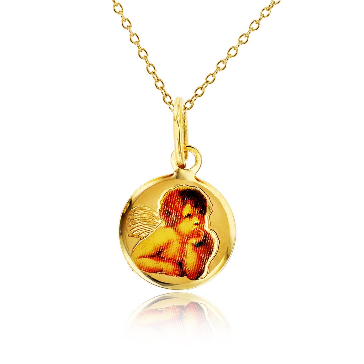 14K Yellow Gold Image Thinking Angel Icon 18" Necklace