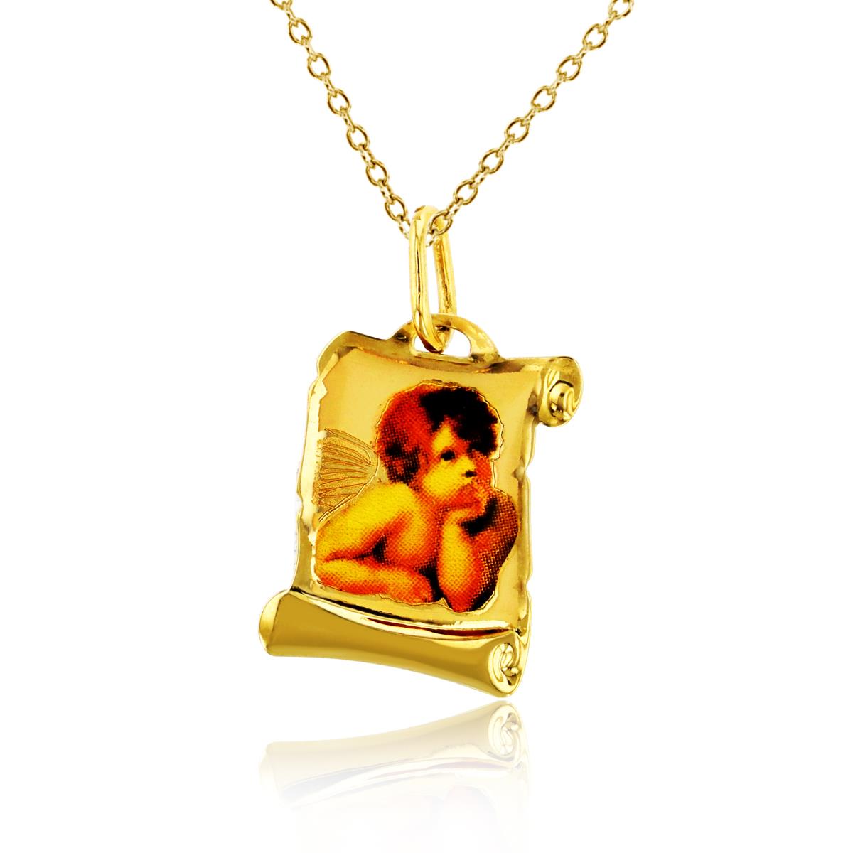 14K Yellow Gold Image Thinking Angel Icon 18" Necklace