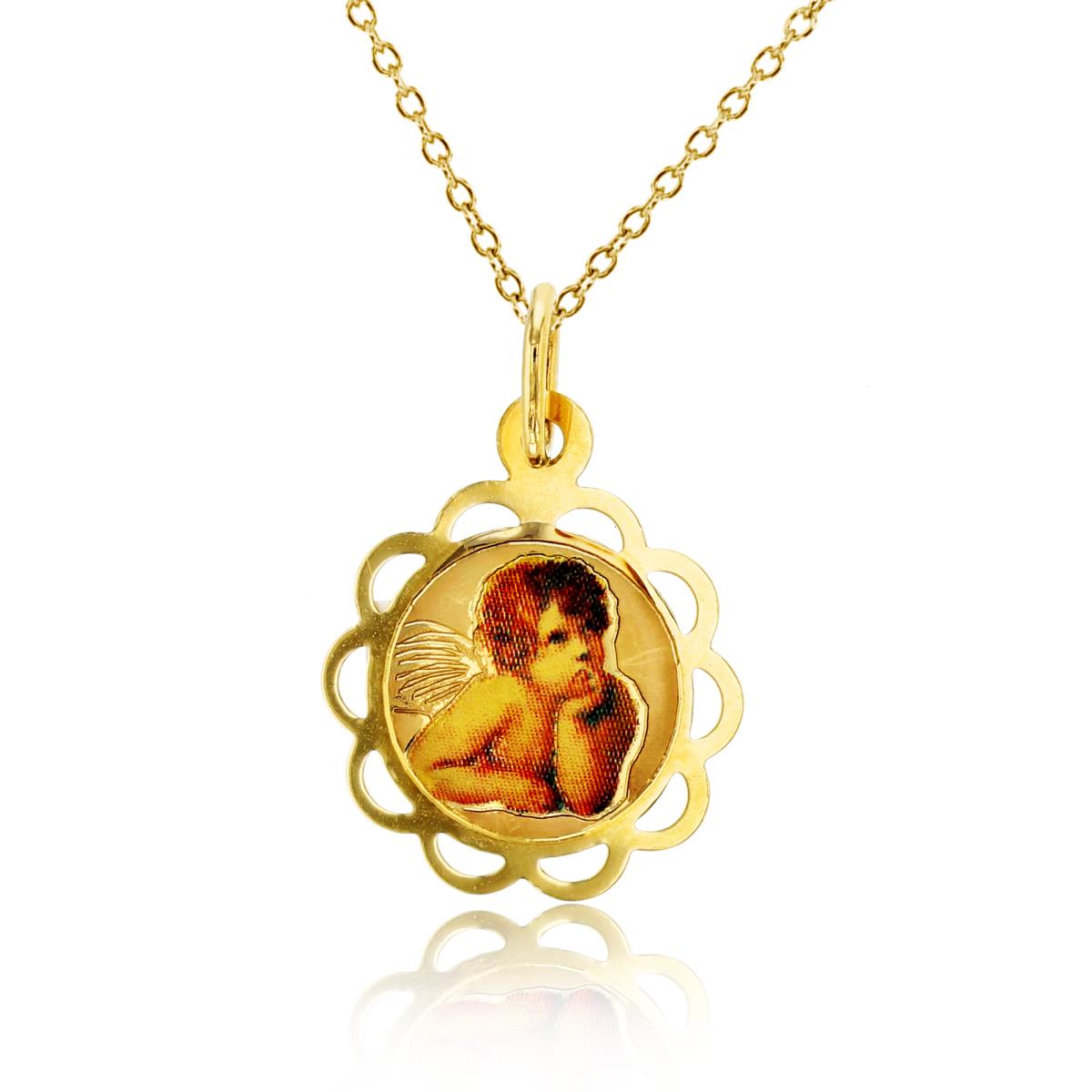 14K Yellow Gold Imaged Thinking Angel Icon 18" Necklace