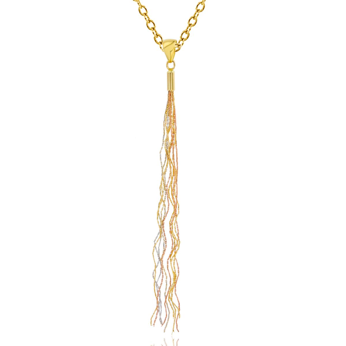 14K Tri-Color Gold Diamond Cut WavyTassle 18" Necklace