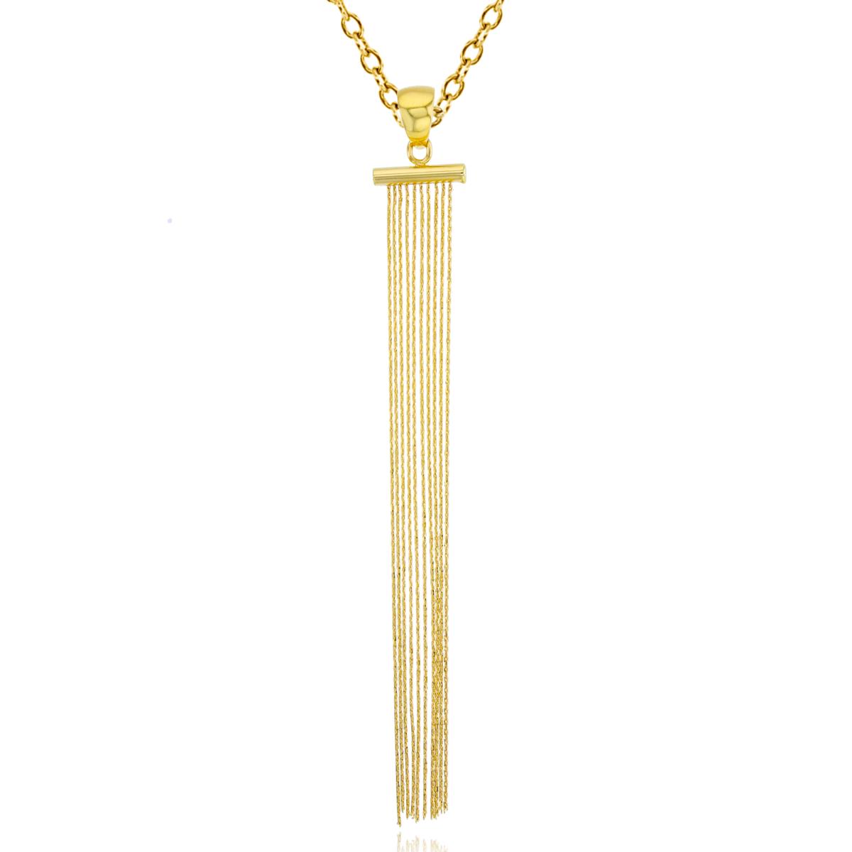 14K Yellow Gold Straight Tassle Dangling 18" Necklace