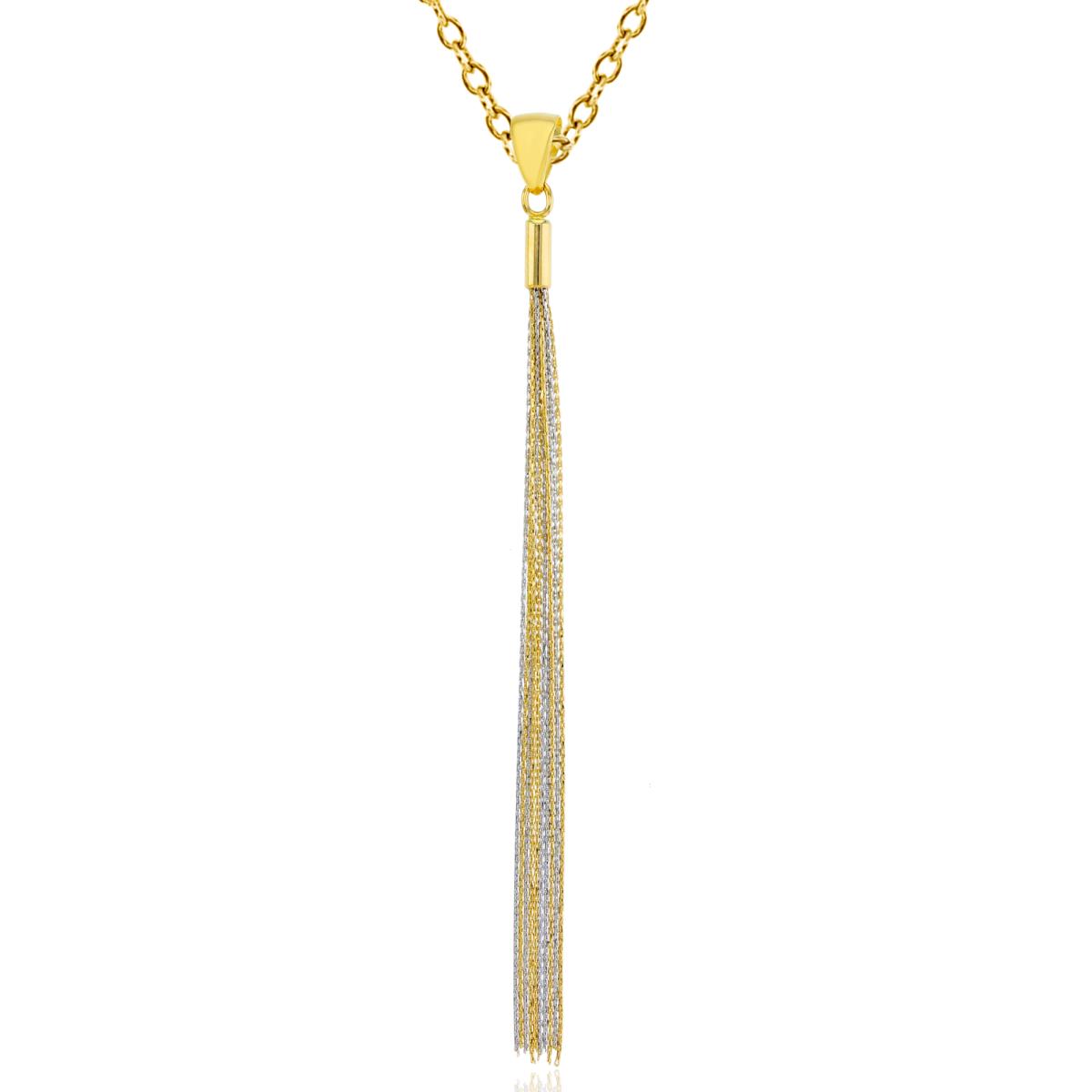 14K Two-Tone Gold Tassle Dangling 18" Necklace