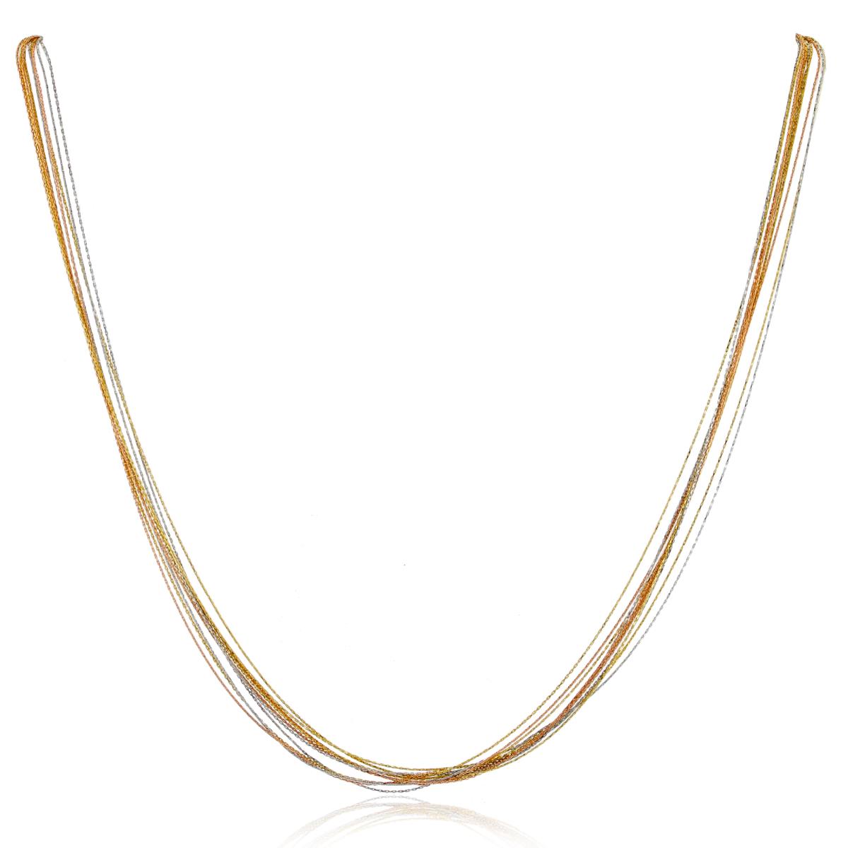 14K Tri-Color Gold Multi-Strand DC Cable Chains 18" Necklace
