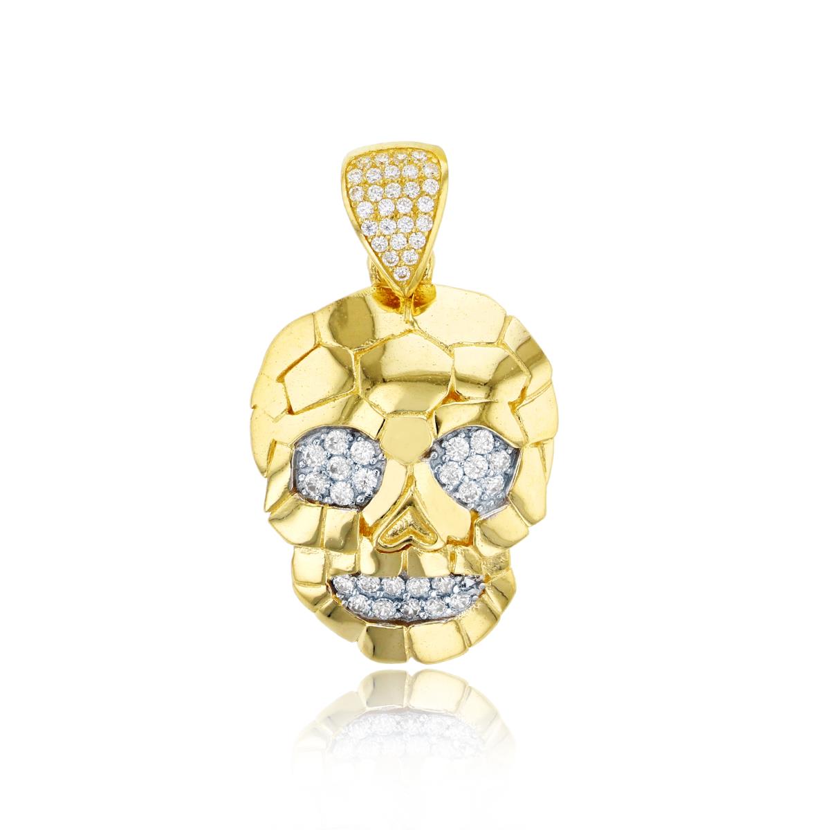 14K Yellow Gold Micropave Skull Pendant