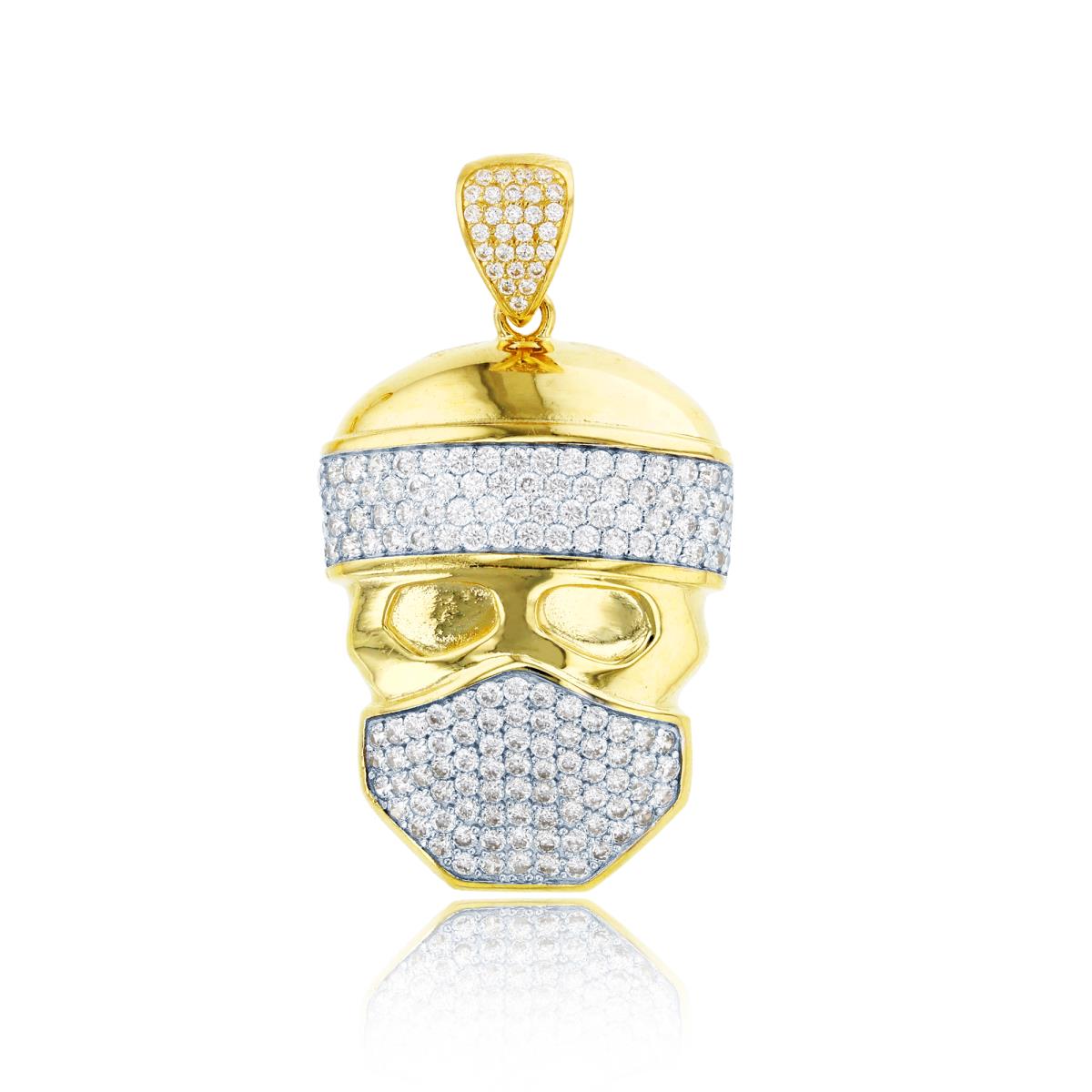 14K Yellow Gold Micropave Ninja Head Pendant