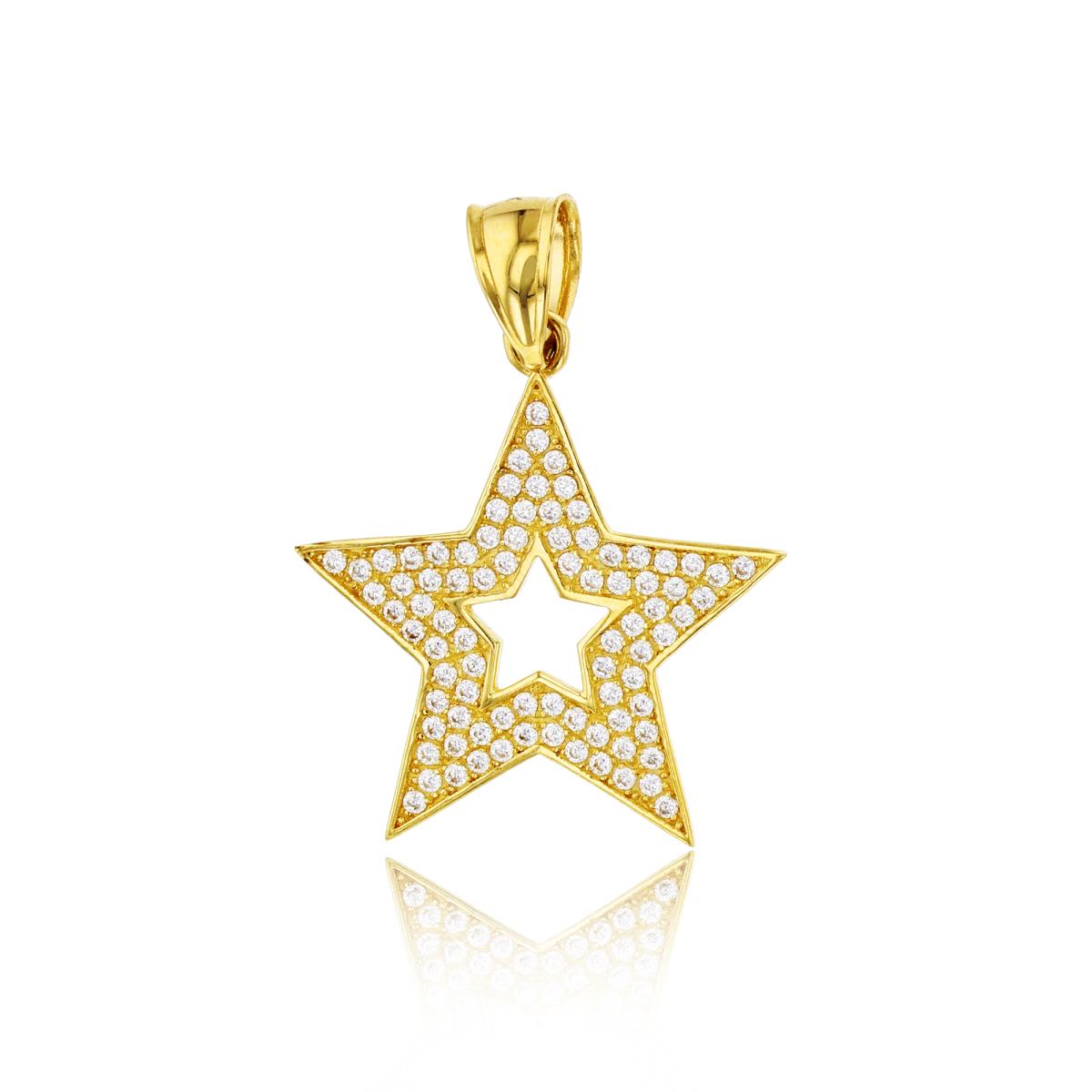 14K Yellow Gold Micropave Cutout Star Pendant