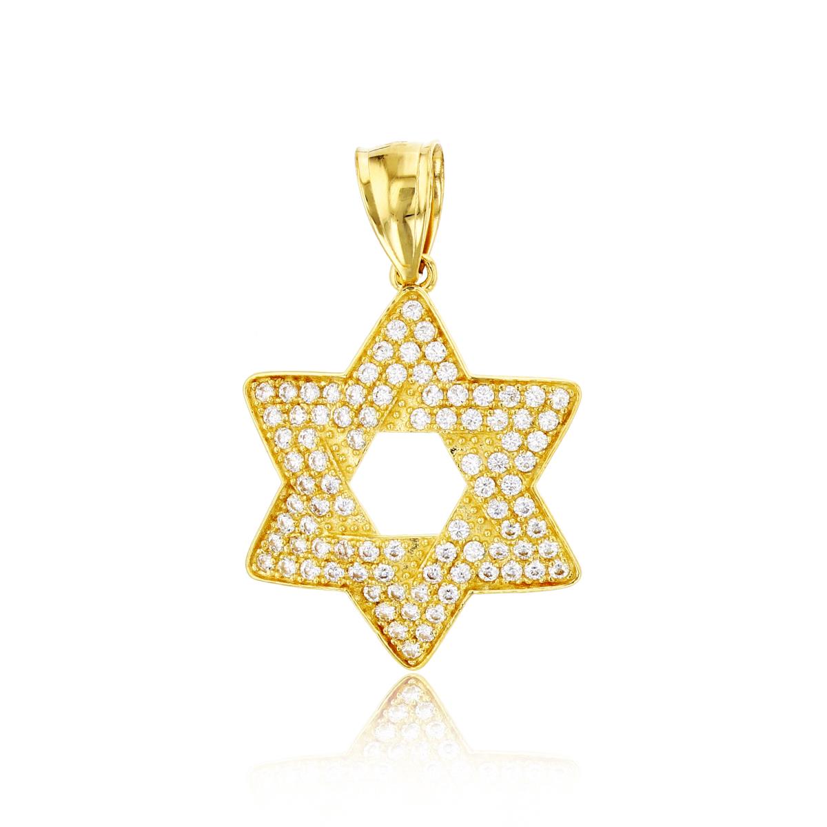 14K Yellow Gold Micropave Star Of David Cutout Pendant