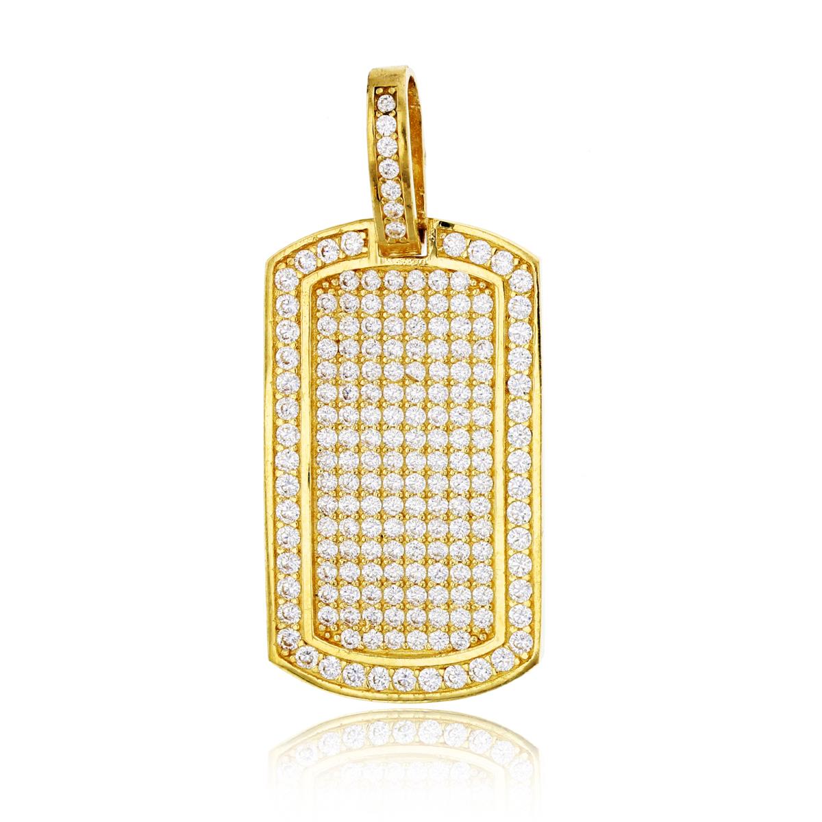 14K Yellow Gold Micropave Dog Tag Pendant